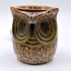 Intertek Ceramic Owl Electric Wax Melt Warmer Brown Reactive Glaze 5.5"